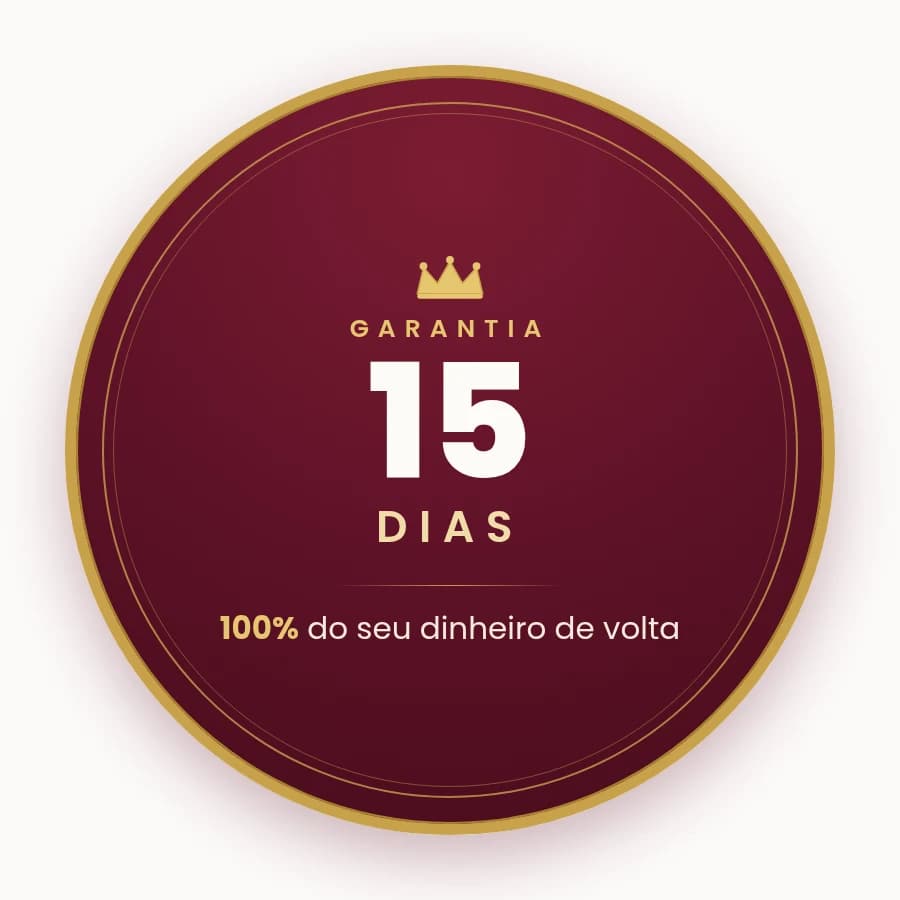 Selo de garantia incondicional de 15 dias, 100% do seu dinheiro de volta