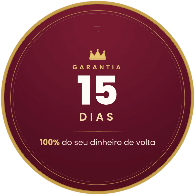 Selo de garantia incondicional de 15 dias, 100% do seu dinheiro de volta